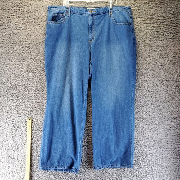 Universal Thread Jeans Womens 20W Blue Relaxed Wide Leg Denim Cotton Blend - Picture 1 of 12